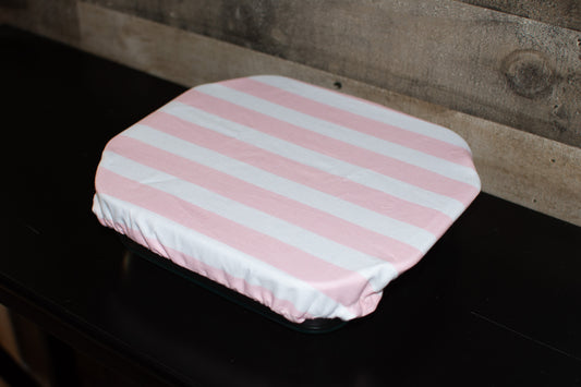 Pink and White Striped Casserole Dish Cover